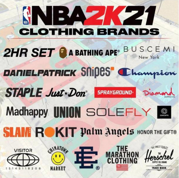 nba2k21有哪些品牌的衣服(NBA 2K21 正式推出 A BATHING虚拟服饰造型)