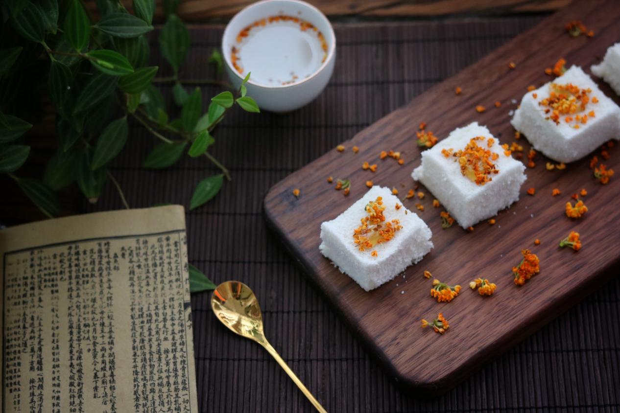 自制桂花糕，清甜软糯，做法简单，味道比买的还好吃