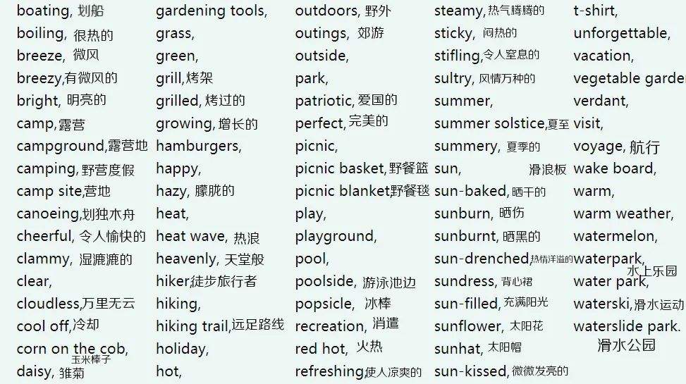 史上最全夏日英语汇总及配图（干货收藏）