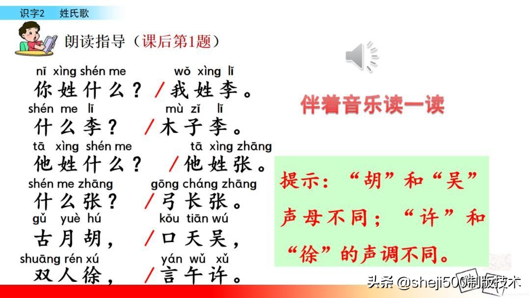 【预习】部编版一年级语文下册识字2《姓氏歌》知识点+图文讲解