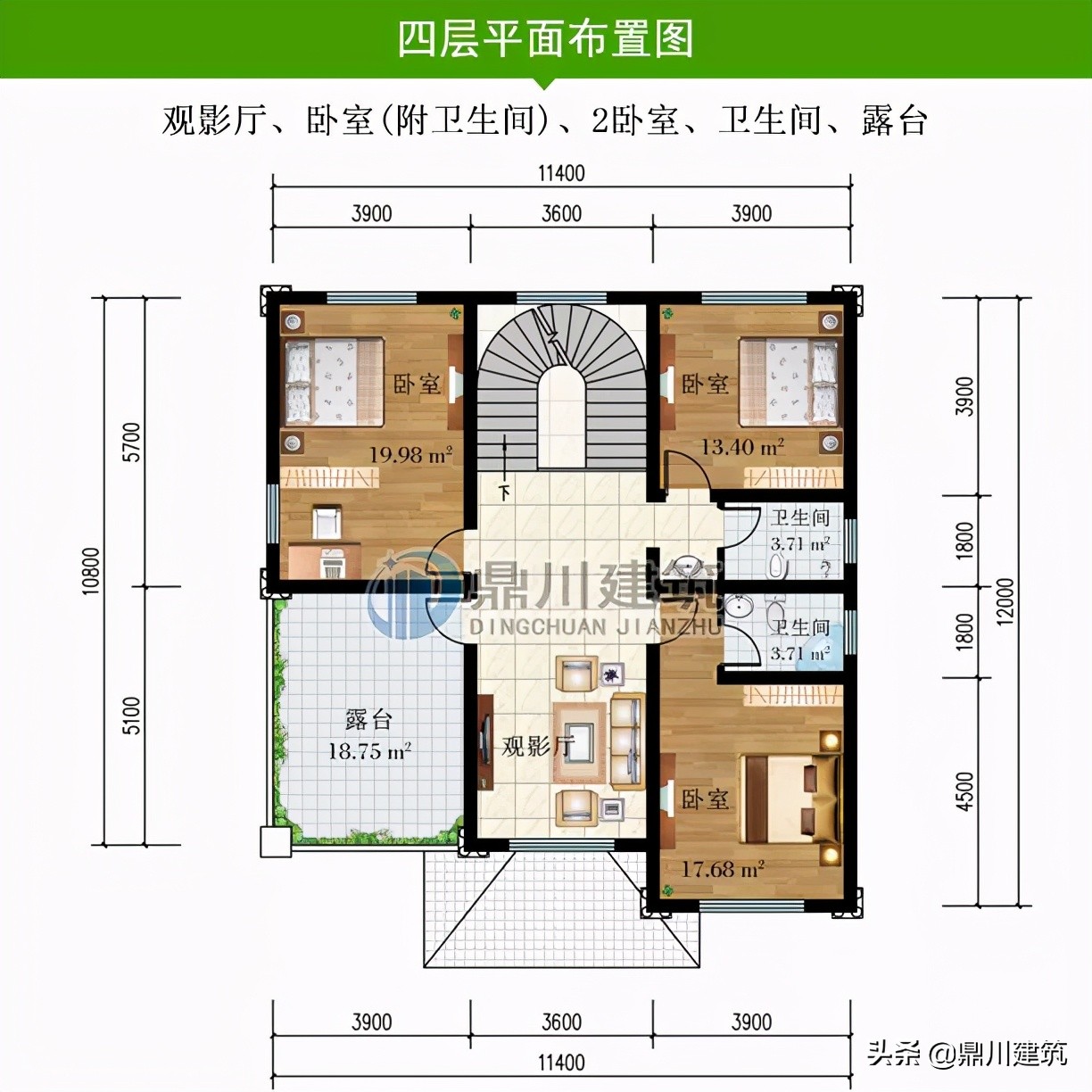 6款四层欧式别墅，挑空客厅空间大功能全，还能传给子孙后辈
