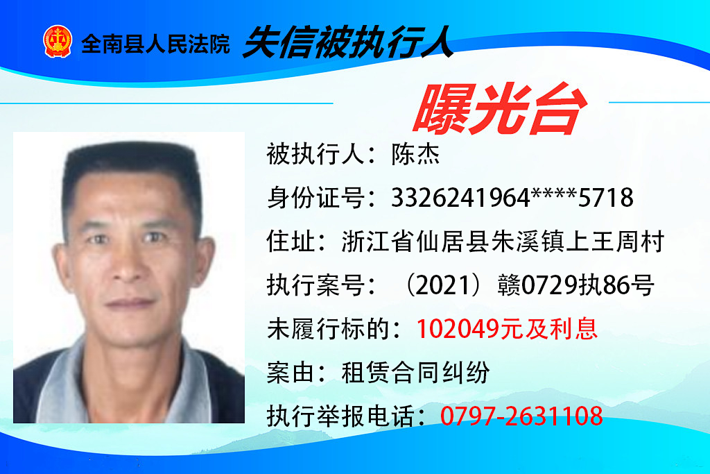 曝光！这些赣州人欠钱不还！你认识吗？