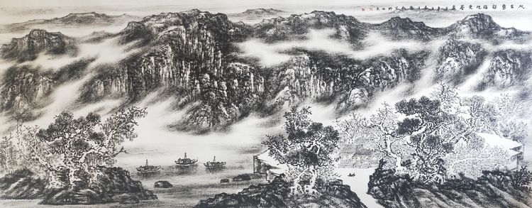 艺术来源于生活而高于生活,著名焦墨云雾山水画家林晓丽