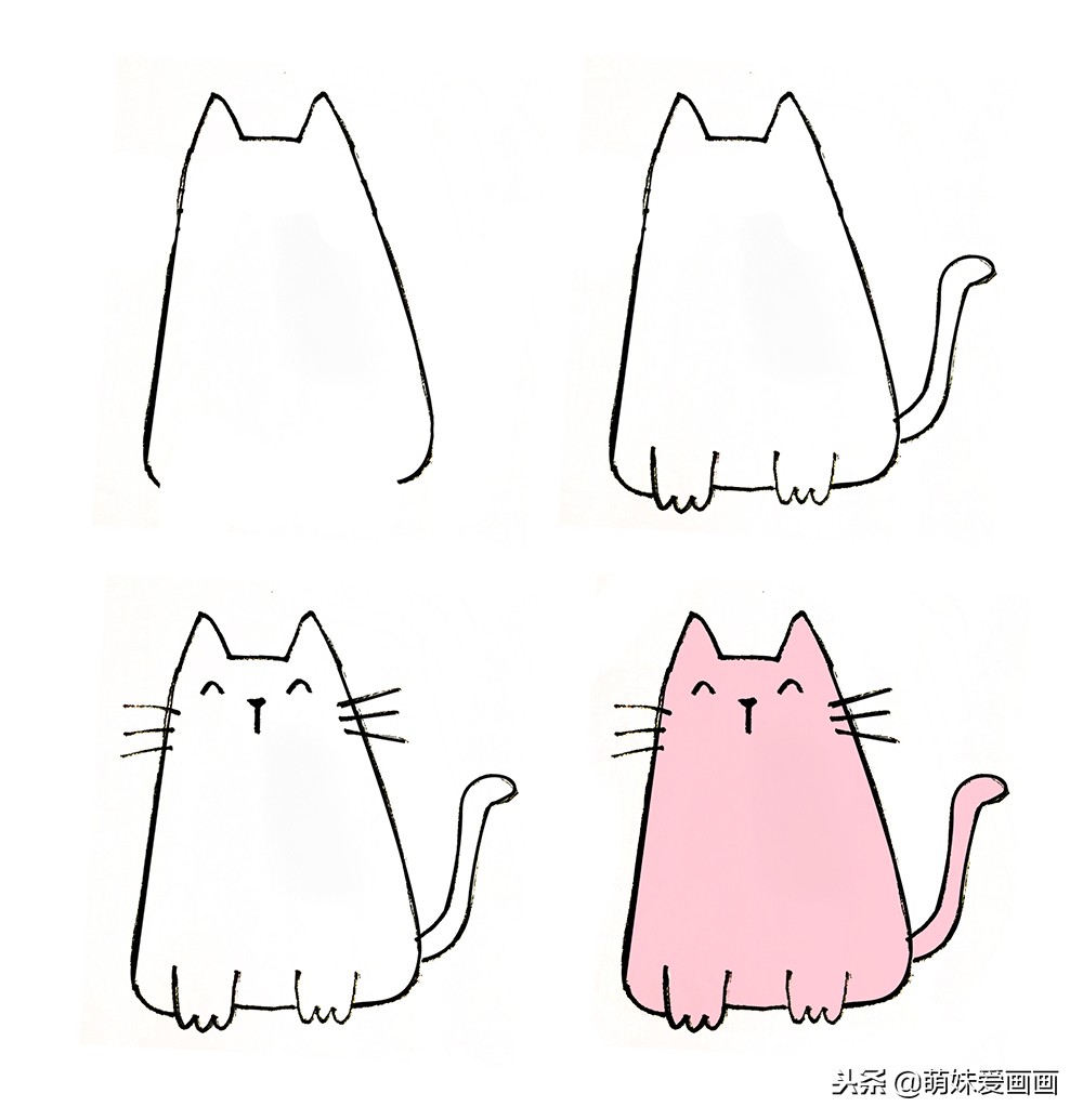 怎么画小猫(儿童简笔画小猫素材)