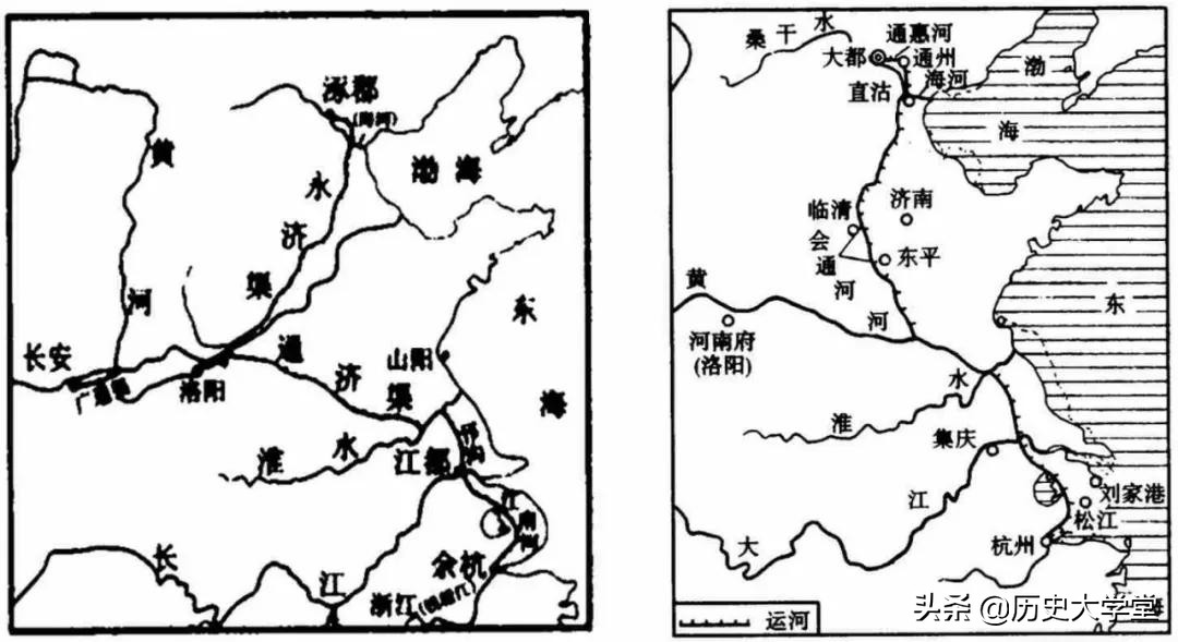 隋朝大运河示意图（大运河被拉直的背后原因揭晓）