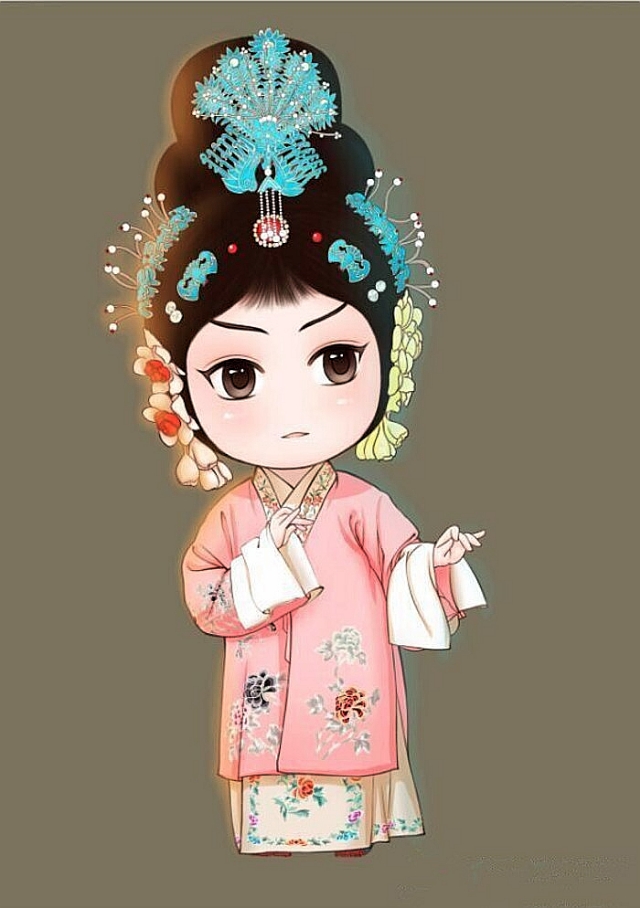 卡通画以简驭繁,让这些q版京剧人物形象鲜明,人物的脸谱,神情栩栩如生