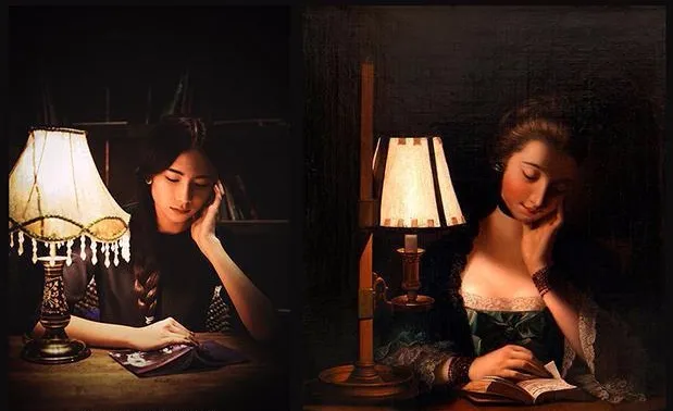 北大美女模仿世界名画拍摄的读书图！
