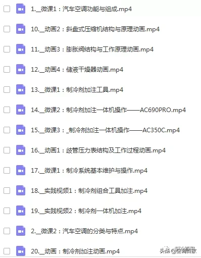 制冷空调专业高校课程集：汽车空调维修 （2套）