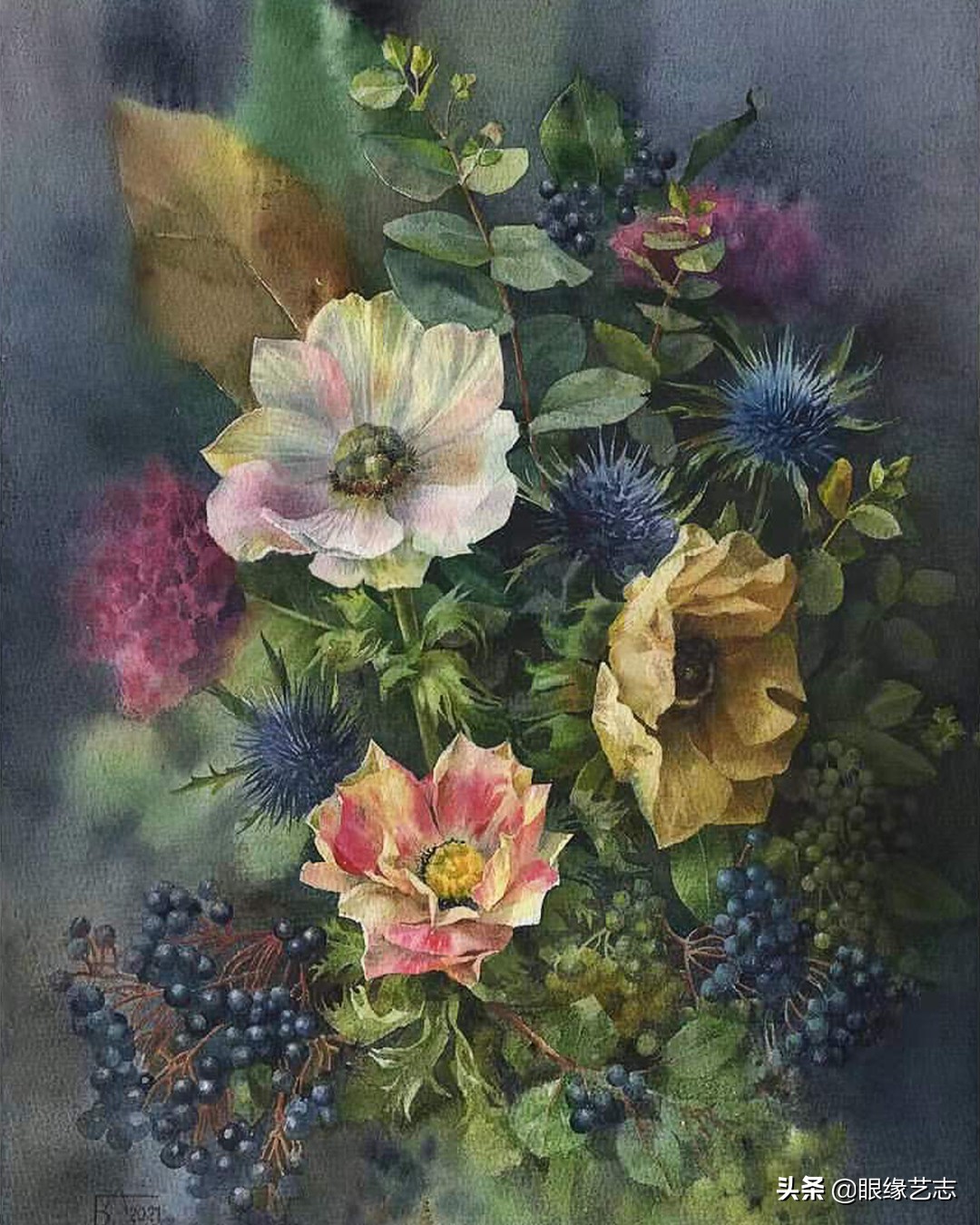 流年梦境，四季繁花。水彩伊人，临芳而画