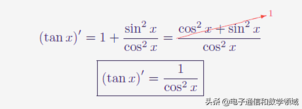 最後,簡化為tanx的導數等於(1/cosx) 2.