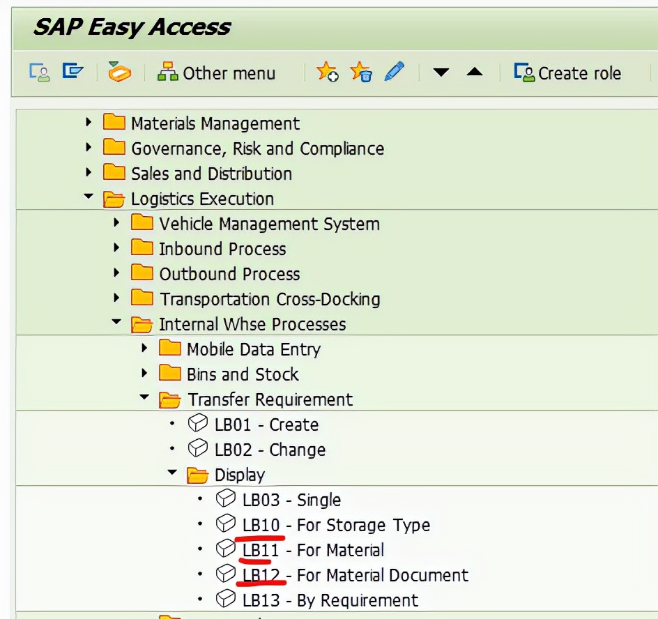 SAP WM 显示TR ITEM的标准报表LX09
