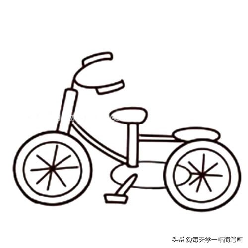 每天学一幅简笔画--自行车简笔画步骤图解教程