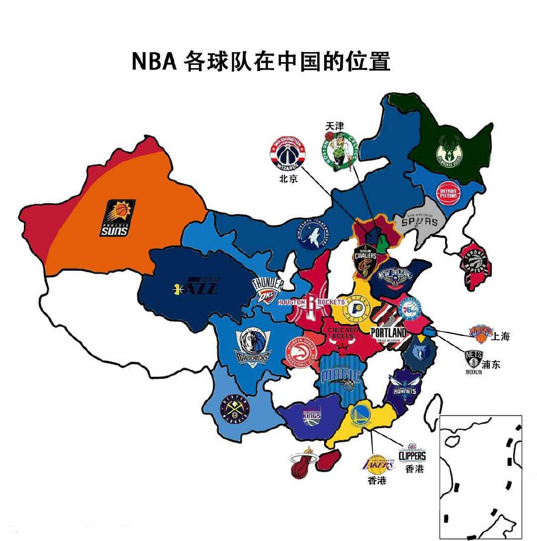 nba为什么在地图上找不到(脑洞大开！如果把NBA球队对应到中国地图上)