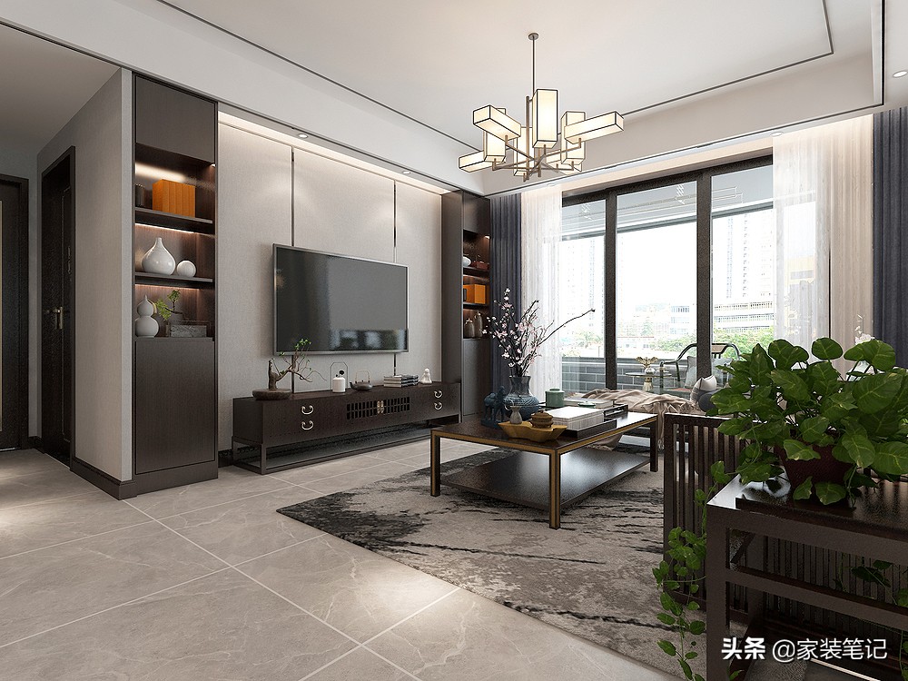 參觀一家上海業主的新房裝潢，新中式風裝潢出了特色，客廳很驚艷