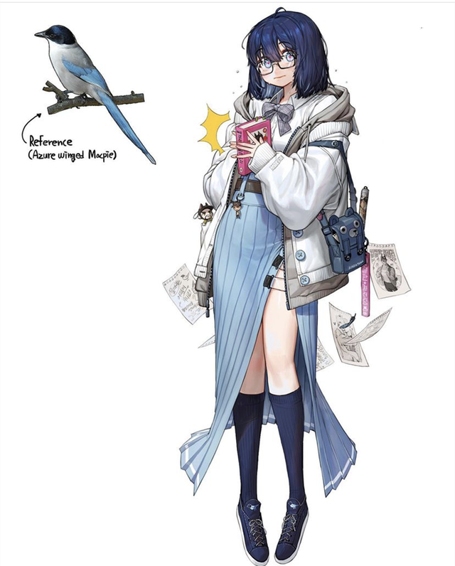 画师将鸟类拟人化,燕子变成帅气的信使,喜鹊竟是哥特萝莉?