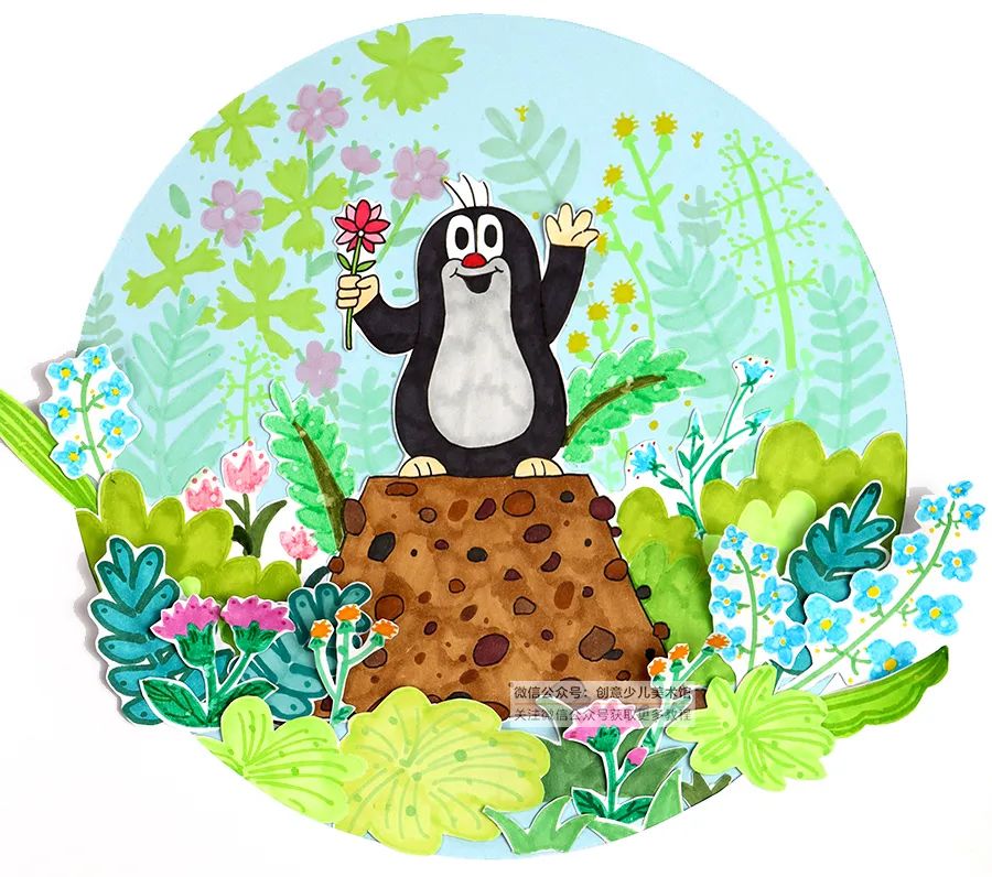 鼹鼠简笔画(综合创意儿童画可爱的小鼹鼠)