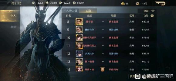 荣耀新三国战区史记 荣耀1017区记录贴