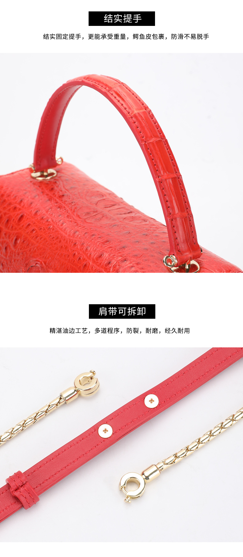 女包 2021新款真皮時尚手提包 百搭單肩鏈條包 鱷魚皮包包