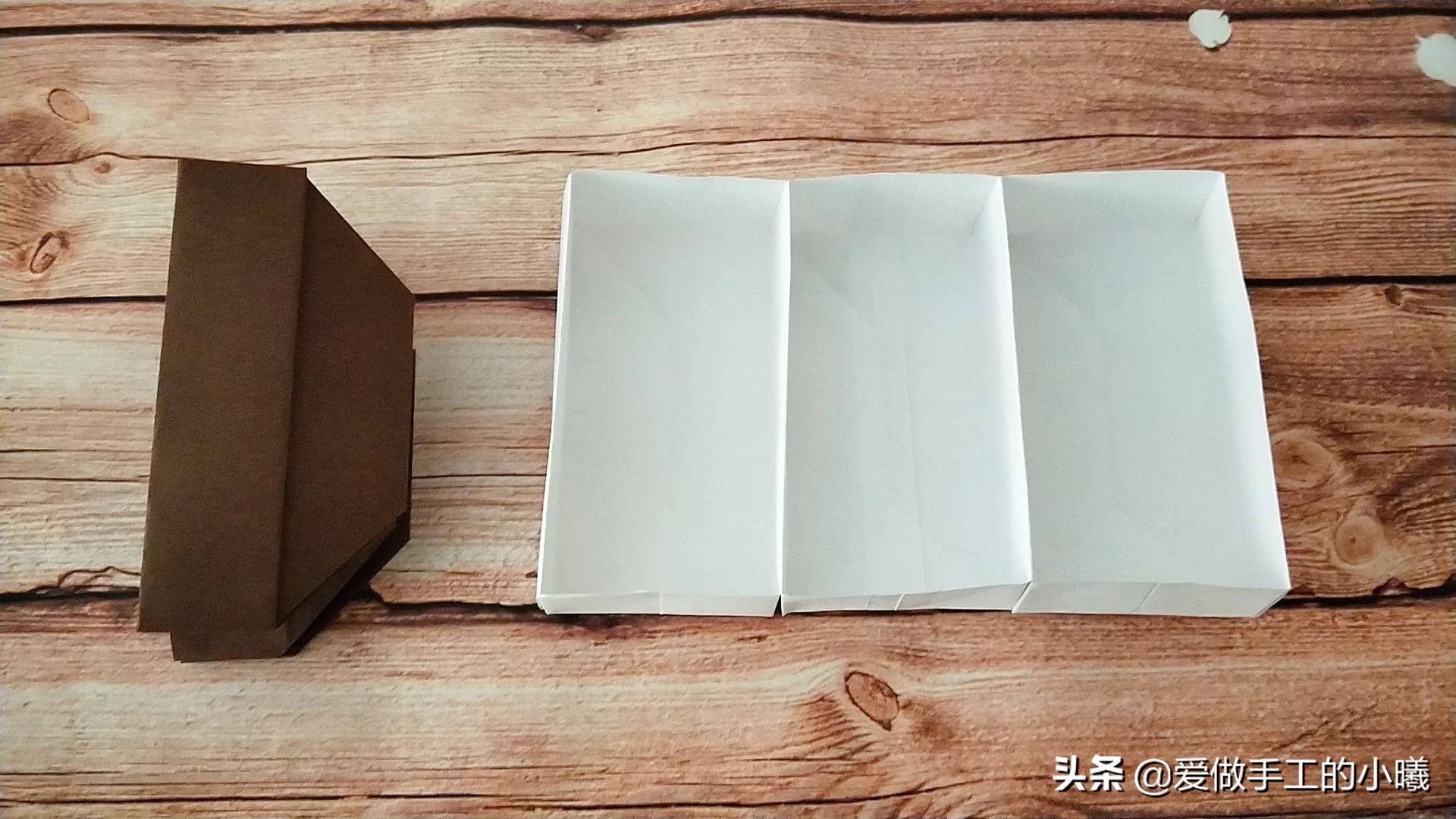 用两张纸折成3格大收纳盒，简单实用又好看，折1次就爱上