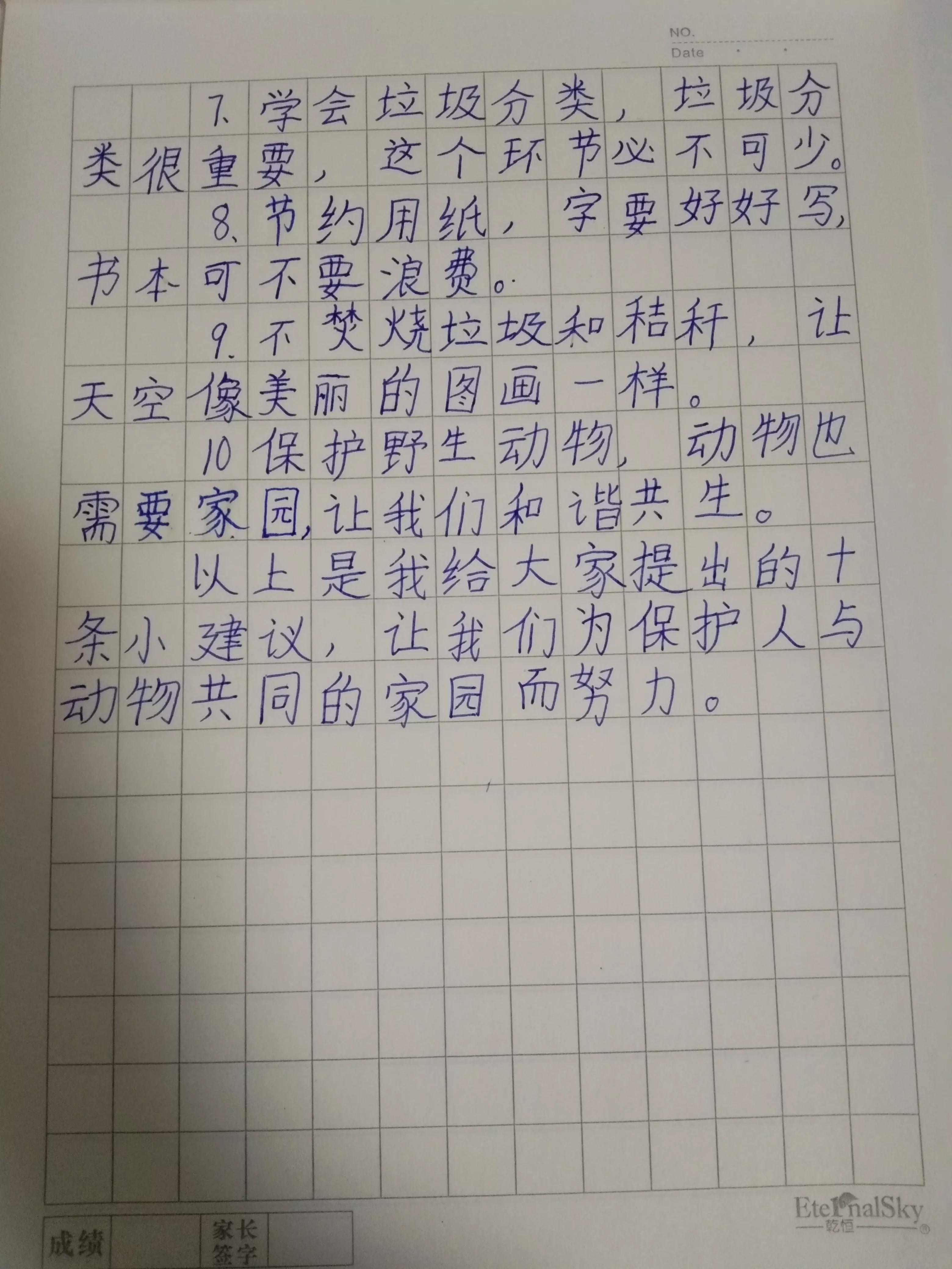 儿子的作文《保护环境小建议十条》