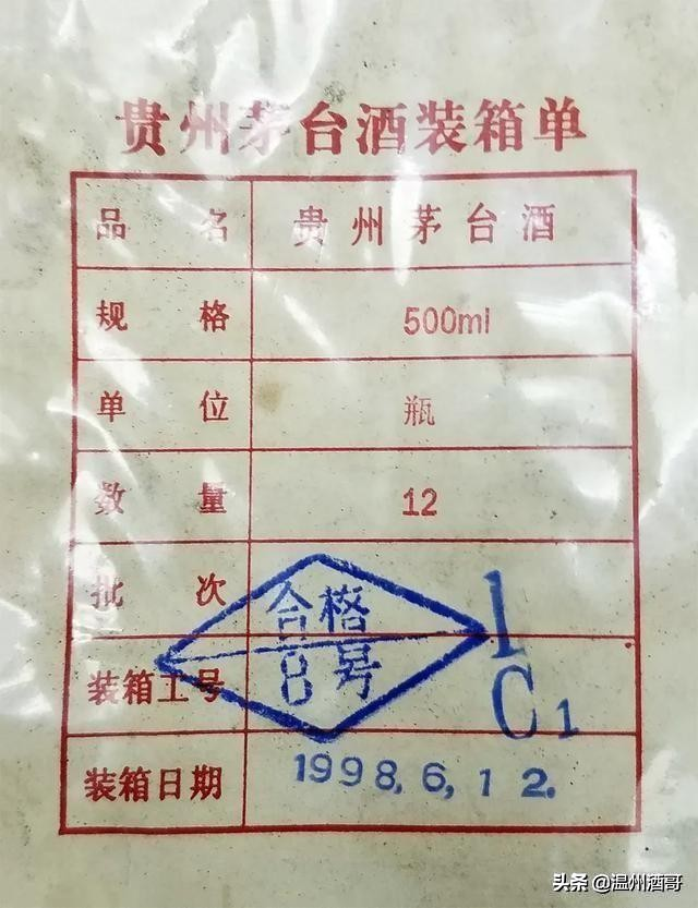 近40年茅台酒合格证大全