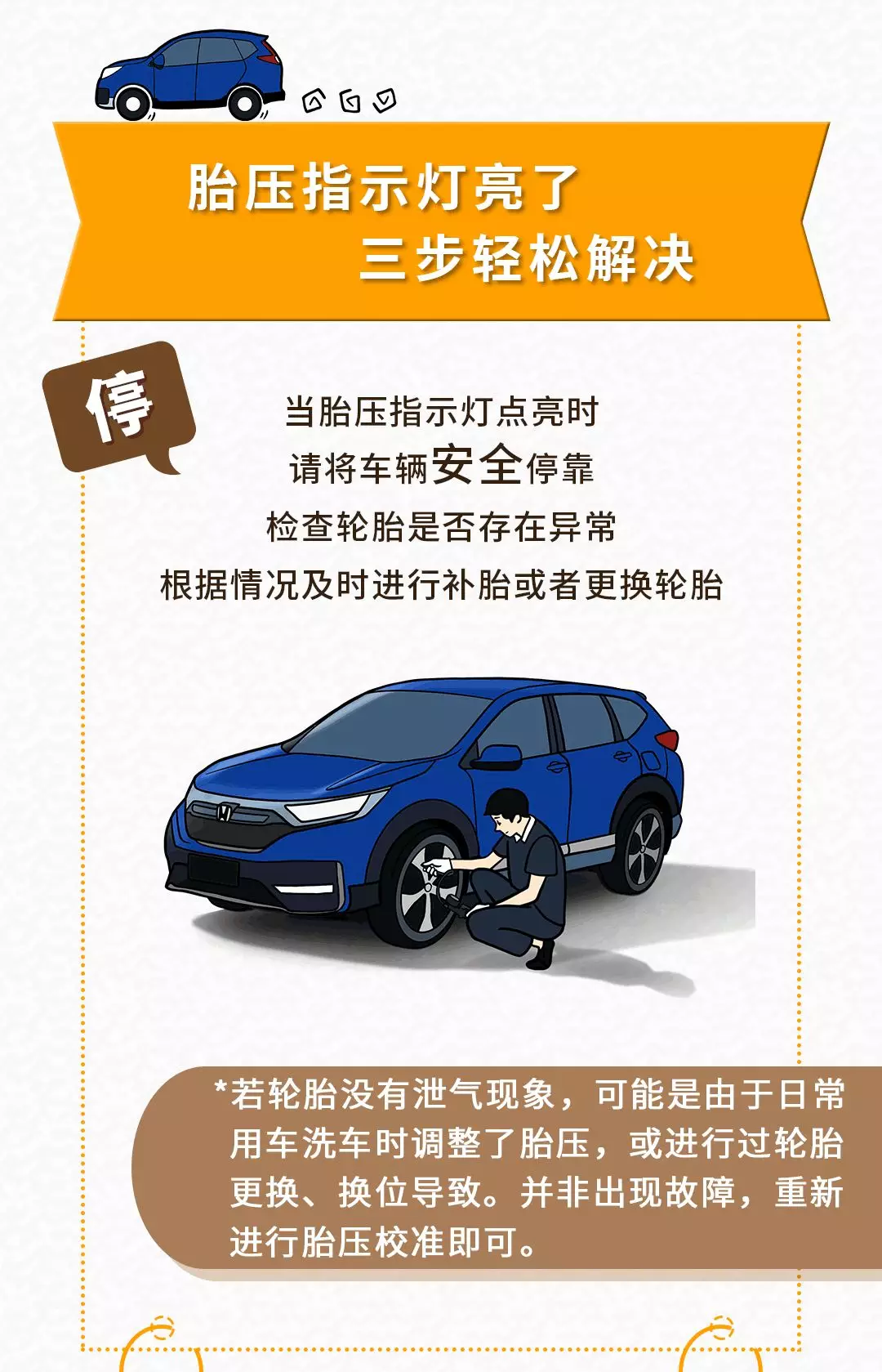 胎压指示灯亮了，该如何解决？