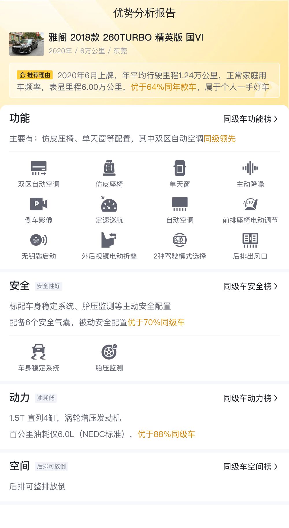 18款雅阁260T精英版：6万公里一手车，家用代步好选择