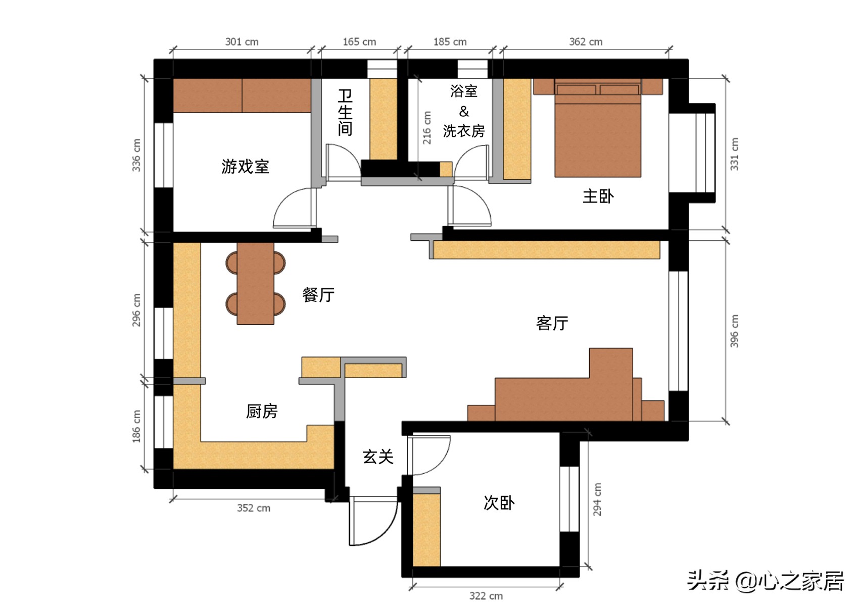 140㎡大三居除了主卧住人，其他两间卧室一间给爱好，一间给宠物
