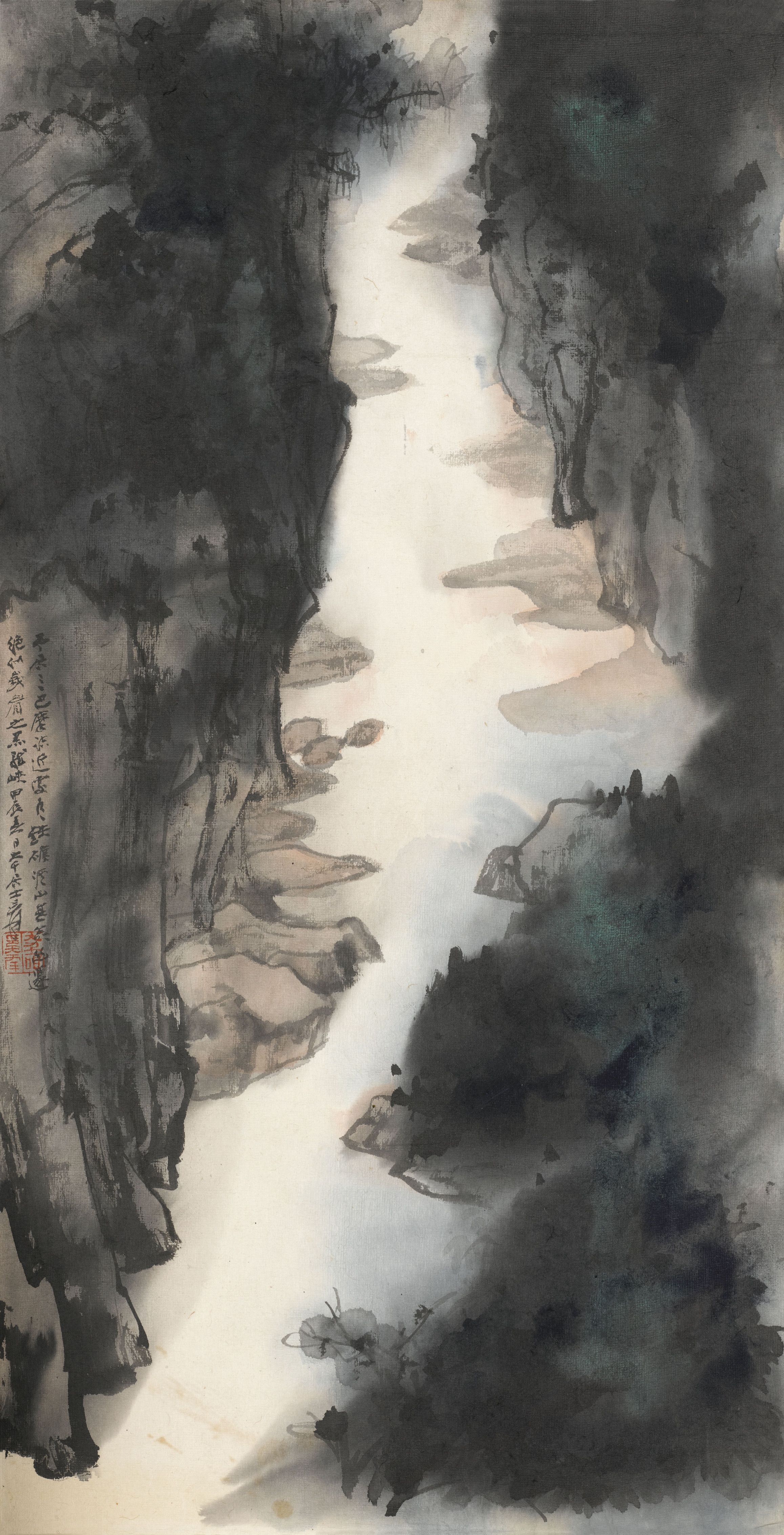 秋山图立轴近现代_张大千_山水近现代_张大千_百尺梧桐半亩荫近现代