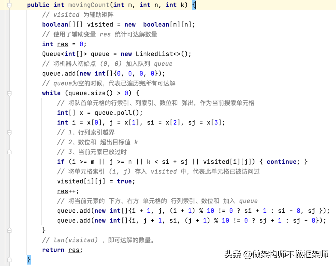 算法：机器人的运动范围