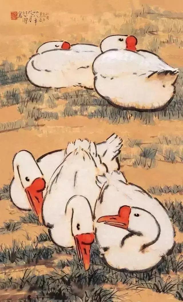 水中花白鹅，诗画溢欢歌：“白鹅”诗词20首，国画白鹅46幅