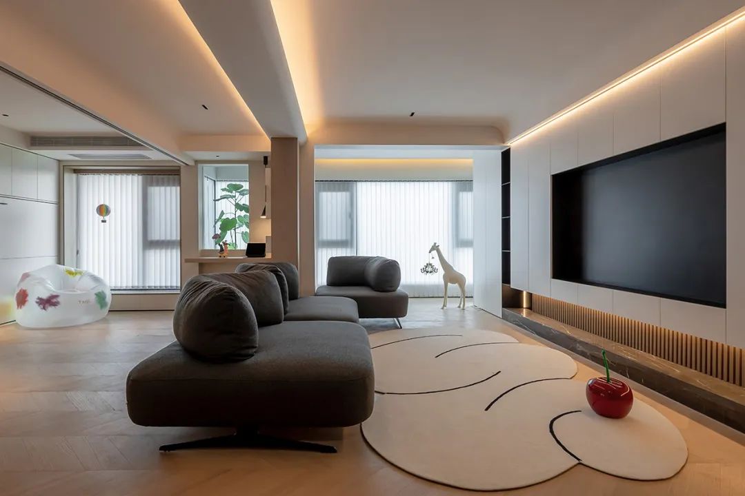 开放与童趣：130m²客餐厨+书房+休闲区一体，越看越喜欢
