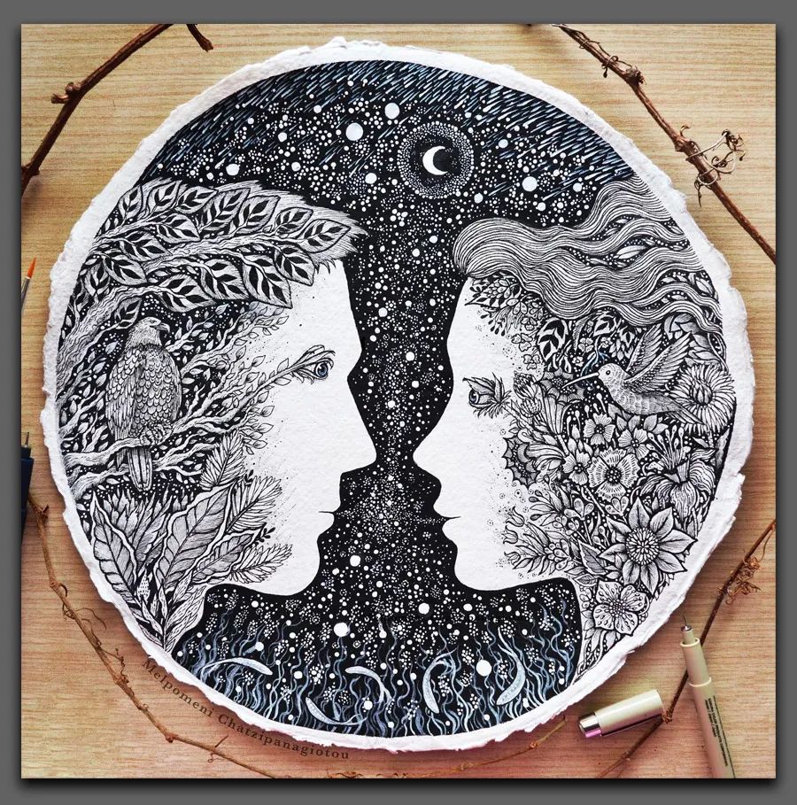 艺术|线条的艺术,精美而富有想象力的黑白装饰画