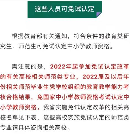 2022届师范生迎来好消息，部分高校免试认定教资，通知已下发