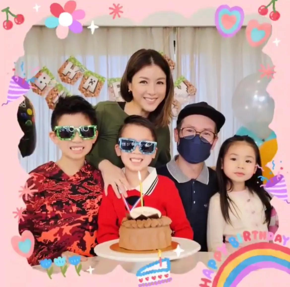 陈茵媺为次子庆7岁生日，家中无敌大海景抢镜，陈豪在家也戴口罩