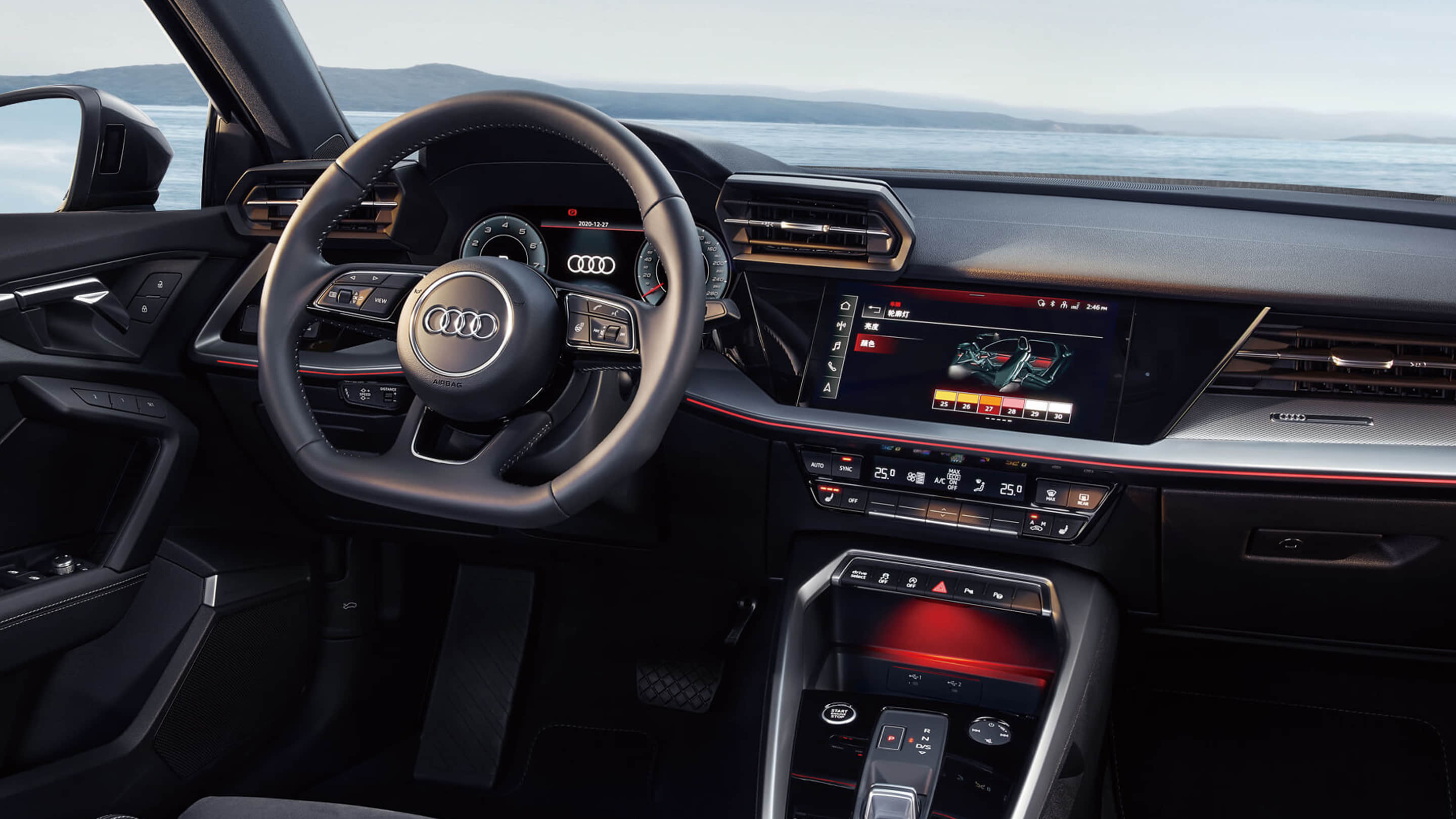 2022款奥迪a3的内饰风格延续了时尚,科技感的设计风格,配备10.