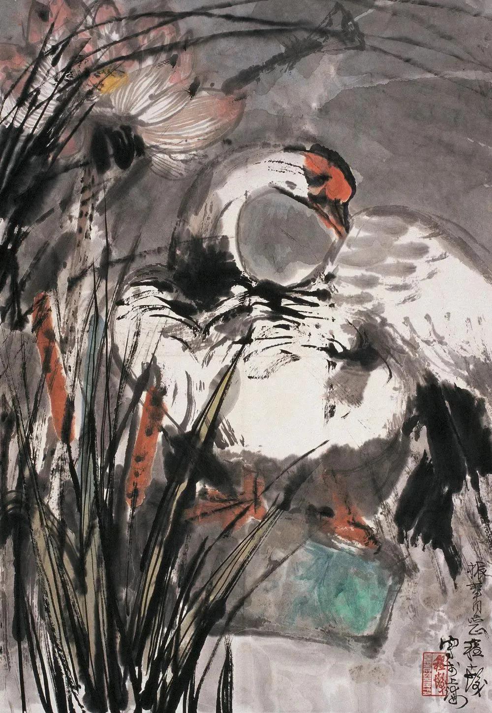 水中花白鹅，诗画溢欢歌：“白鹅”诗词20首，国画白鹅46幅