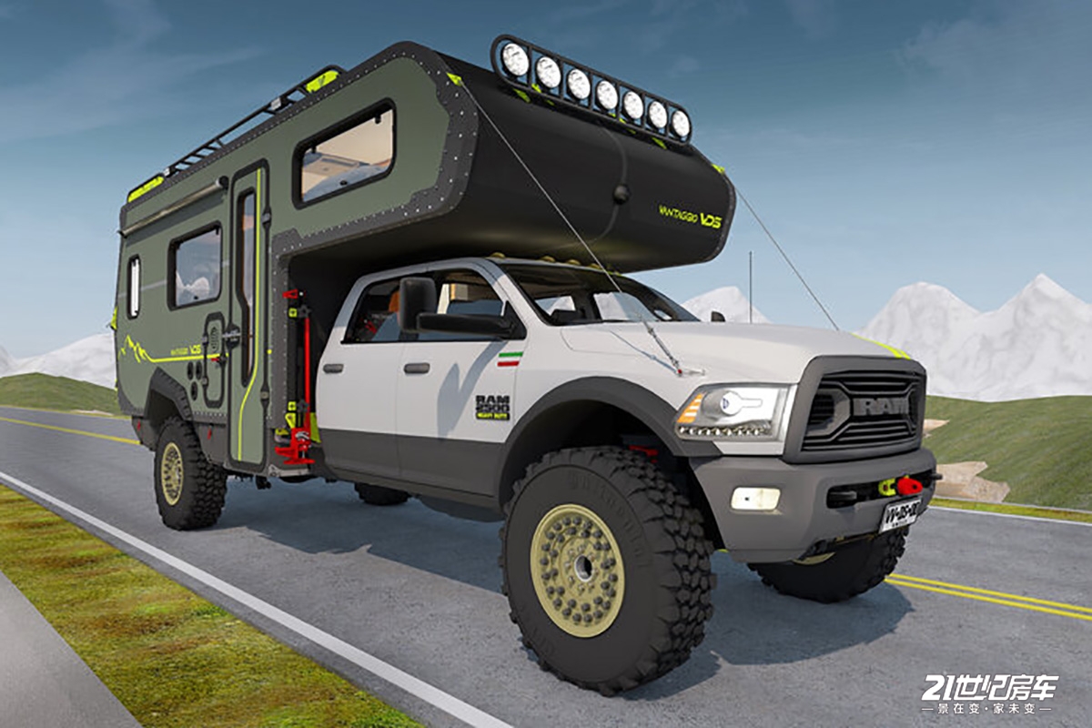 带拓展的道奇公羊四驱越野皮卡房车!可以高度定制厢体