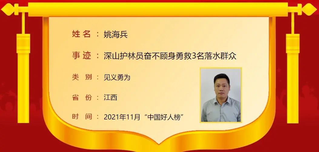 中央文明办发布2021年11月“中国好人榜”，江西7人上榜！