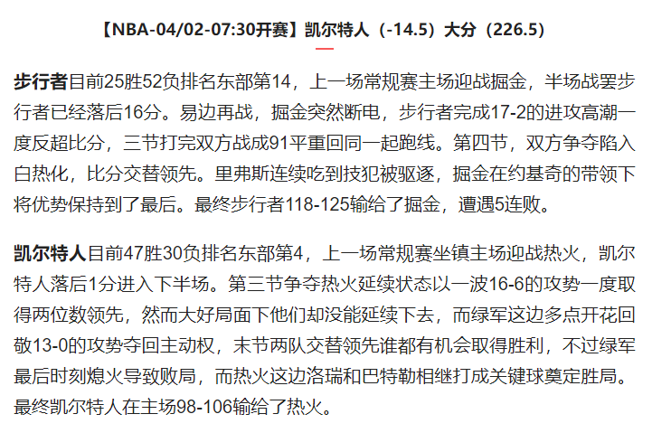 NBA让分啥意思(扫盘4/01篮球推荐，NBA预测，战况分析，让分预测 大小分预测)