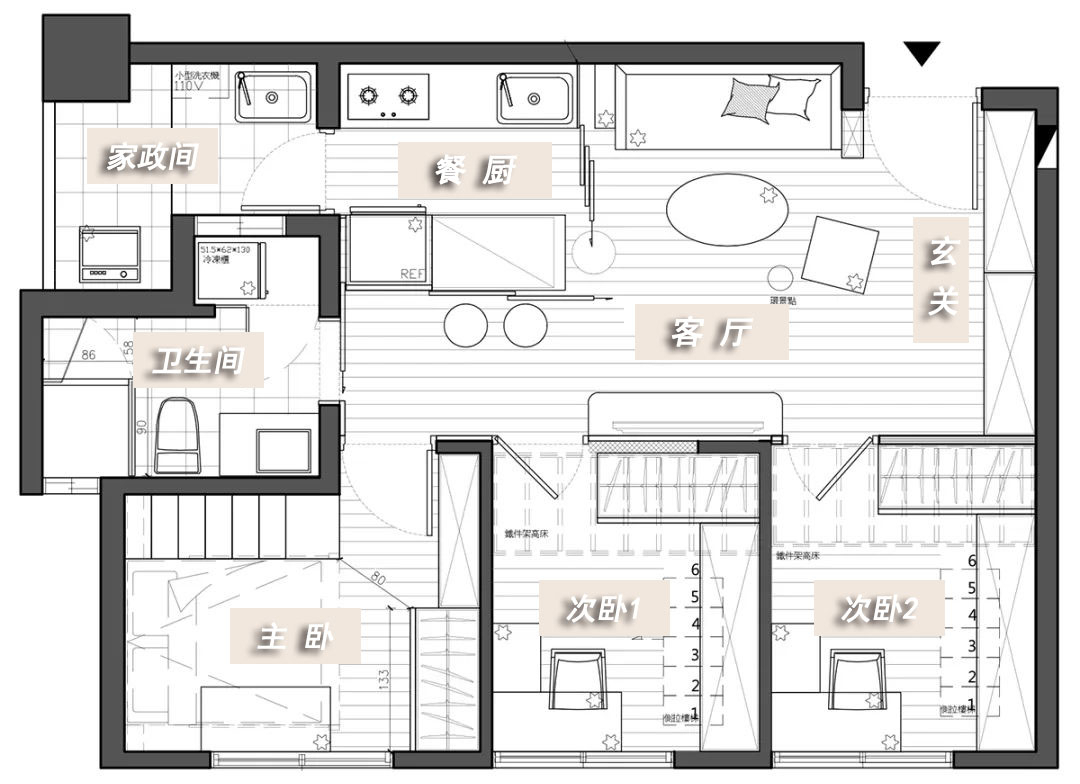 她家60㎡，坚持全屋打满柜子，改出三室两厅，住一家五口都不挤