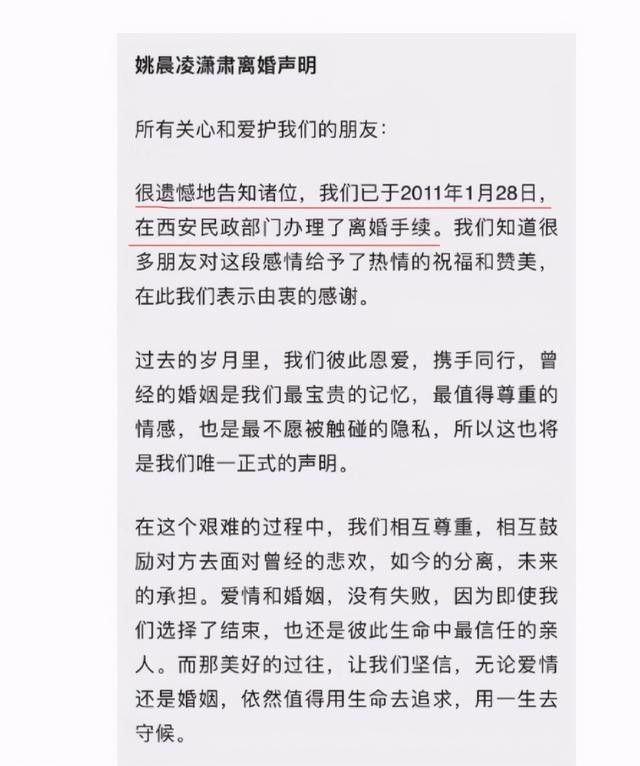 离婚十一年后，再看姚晨和凌潇肃的离婚大战，究竟是谁说了谎？