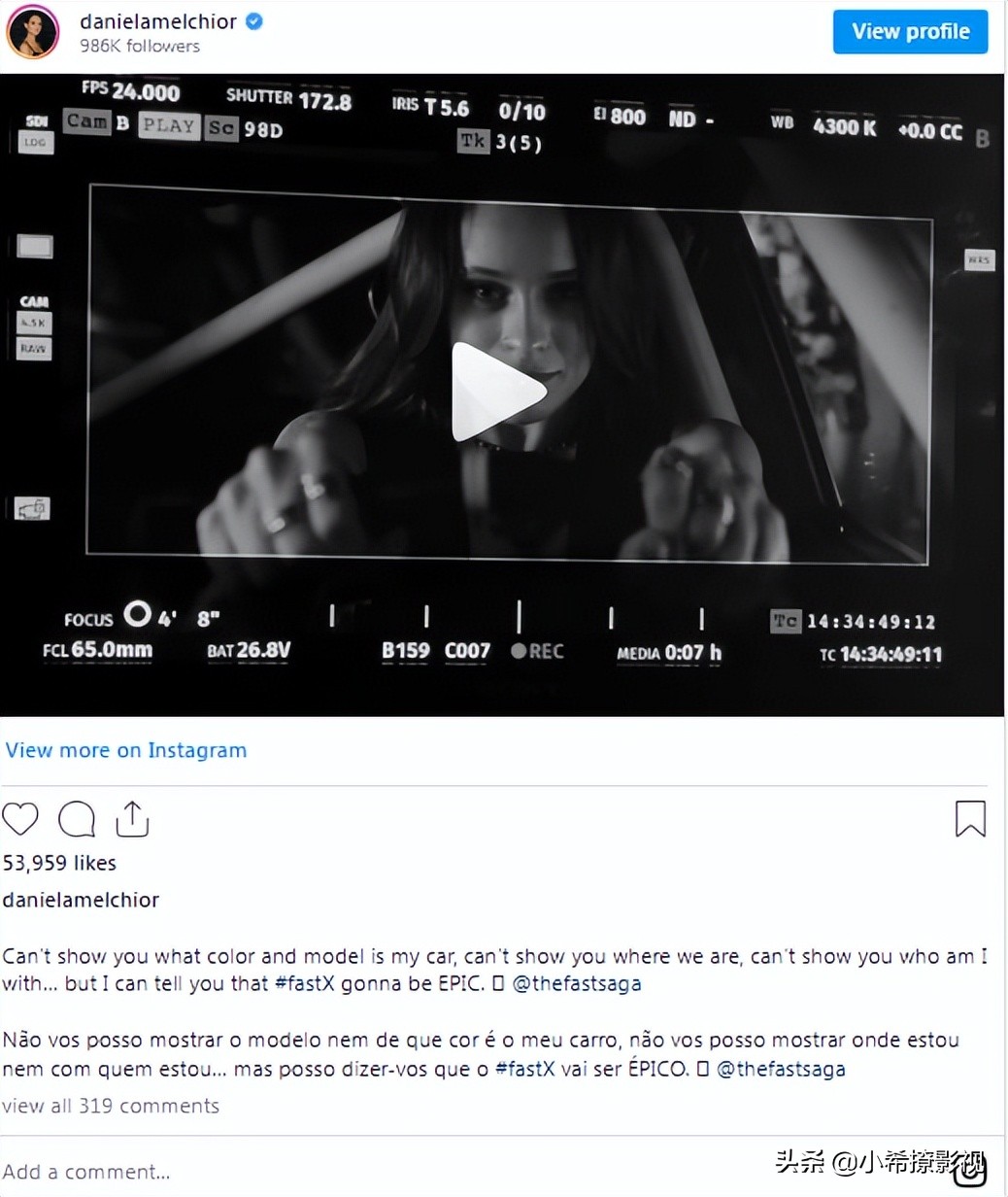 《速10》神秘角色演员分享视频，暗示这个角色将有史诗级的特技戏