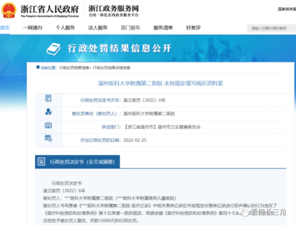 病历书写不规范，大三甲医院被罚了