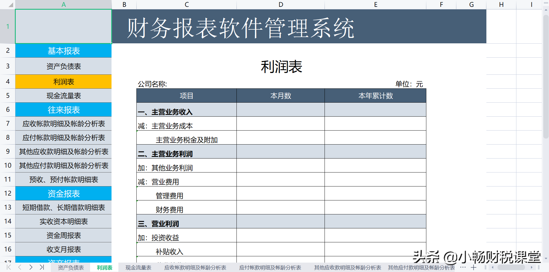 花了整整2天周末时间，编制了20张财务报表模板，干货满满可收藏