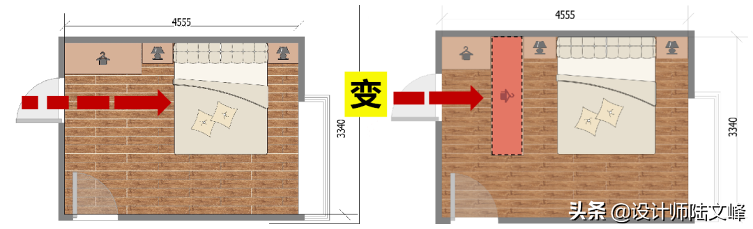 关于主卫门对着床的3种设计建议，一定用衣柜遮挡，一定做隐形门