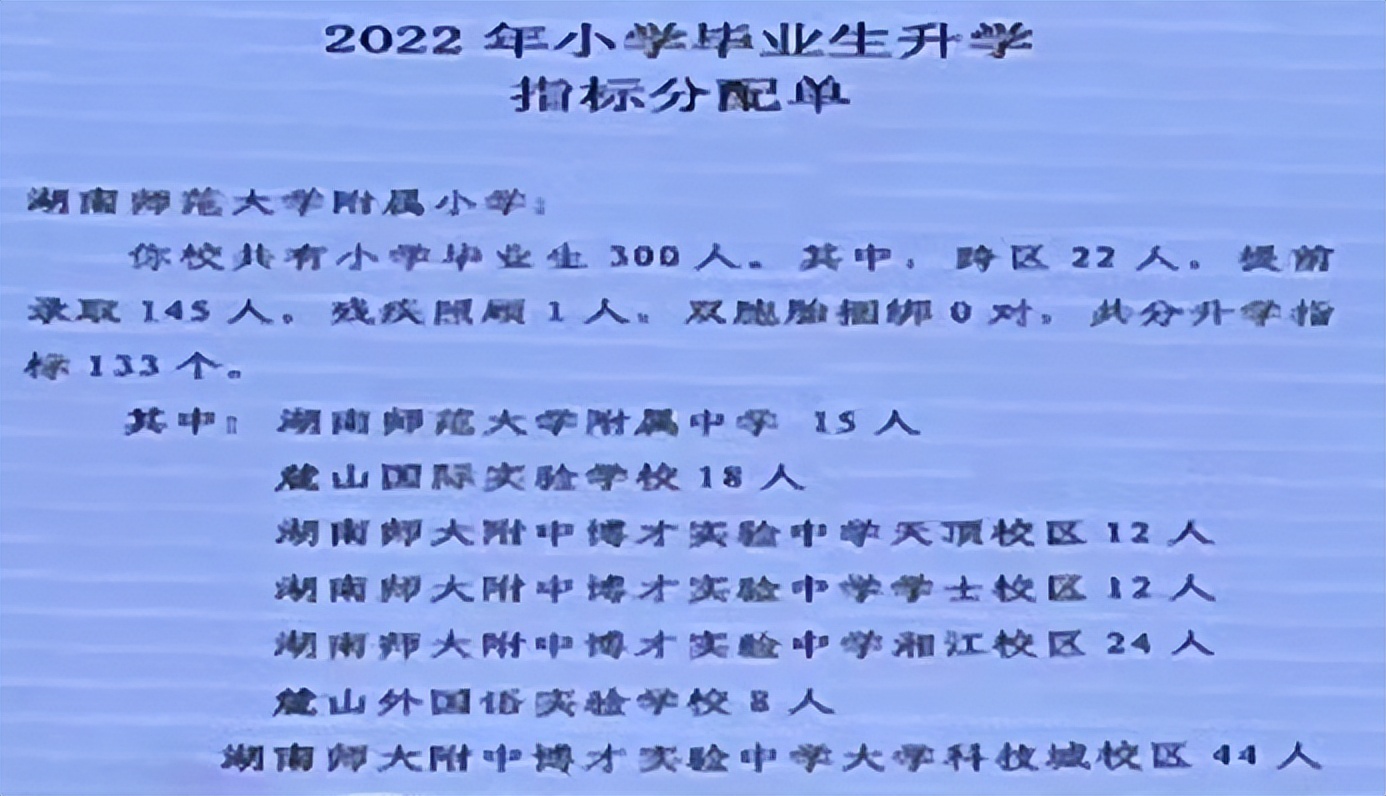 重磅！2022年长沙小升初微机派位指标公布，天心区扬眉吐气