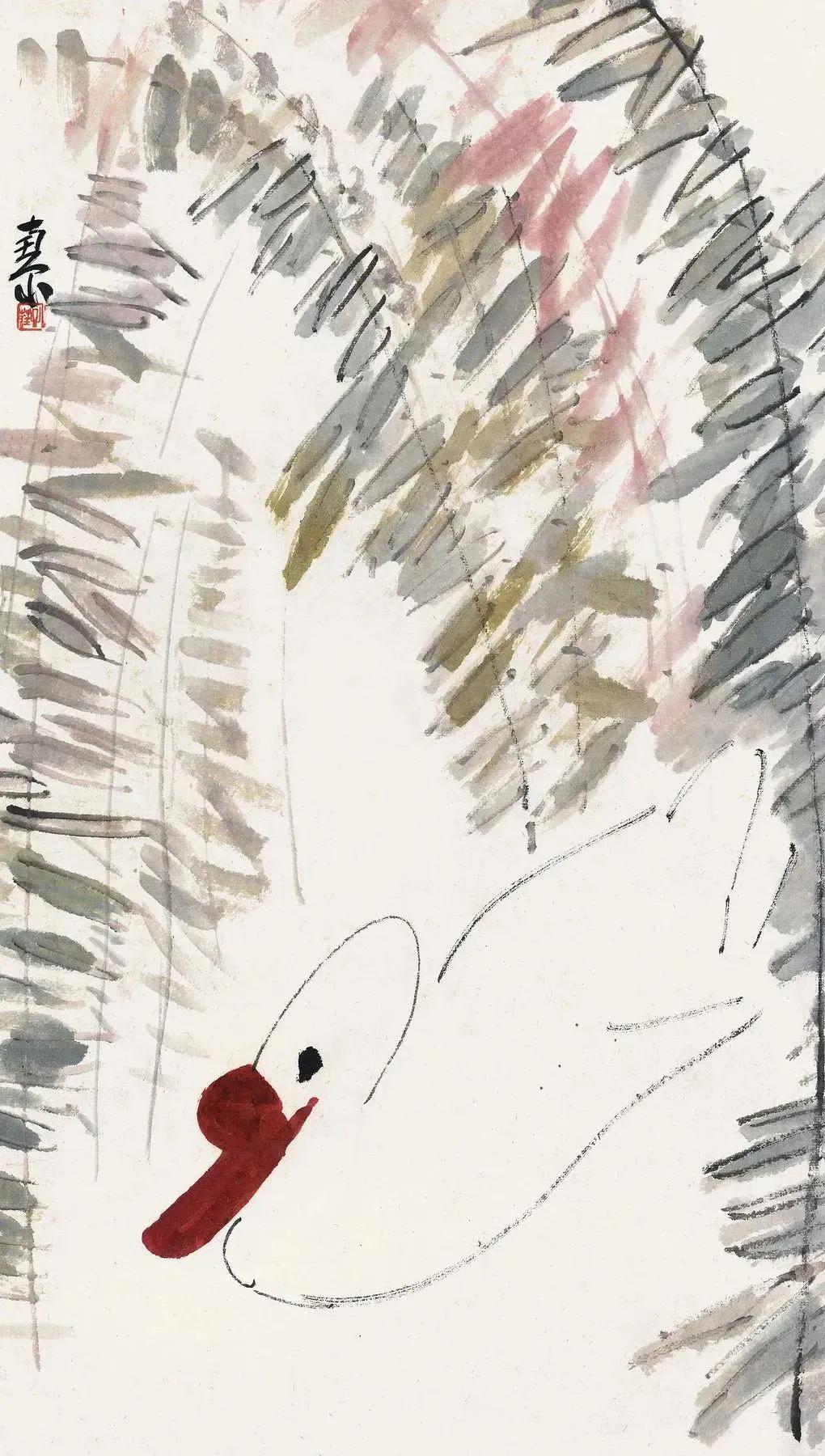 水中花白鹅，诗画溢欢歌：“白鹅”诗词20首，国画白鹅46幅