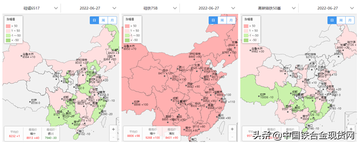 6月27日硅锰、硅铁、铬铁合金宝指数详情