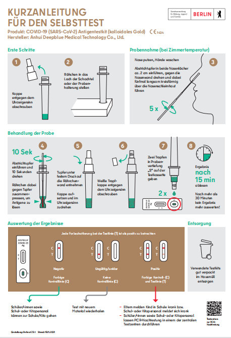 柏林政府网站：深蓝医疗新冠前鼻检测试剂使用方法截图